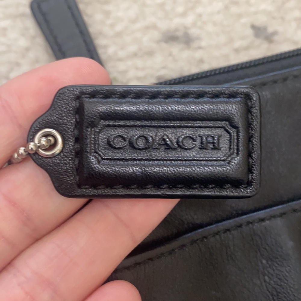 Black Coach crossbody bag with silver detailing. - Picture 3 of 5